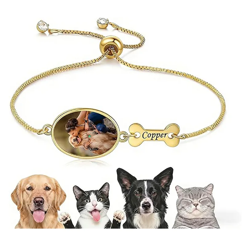

Personalized Engraving Bracelet For Women Custom Pet Photo Jewelry Adjustable Stainless Steel Bracelet Fashion Creative Gift