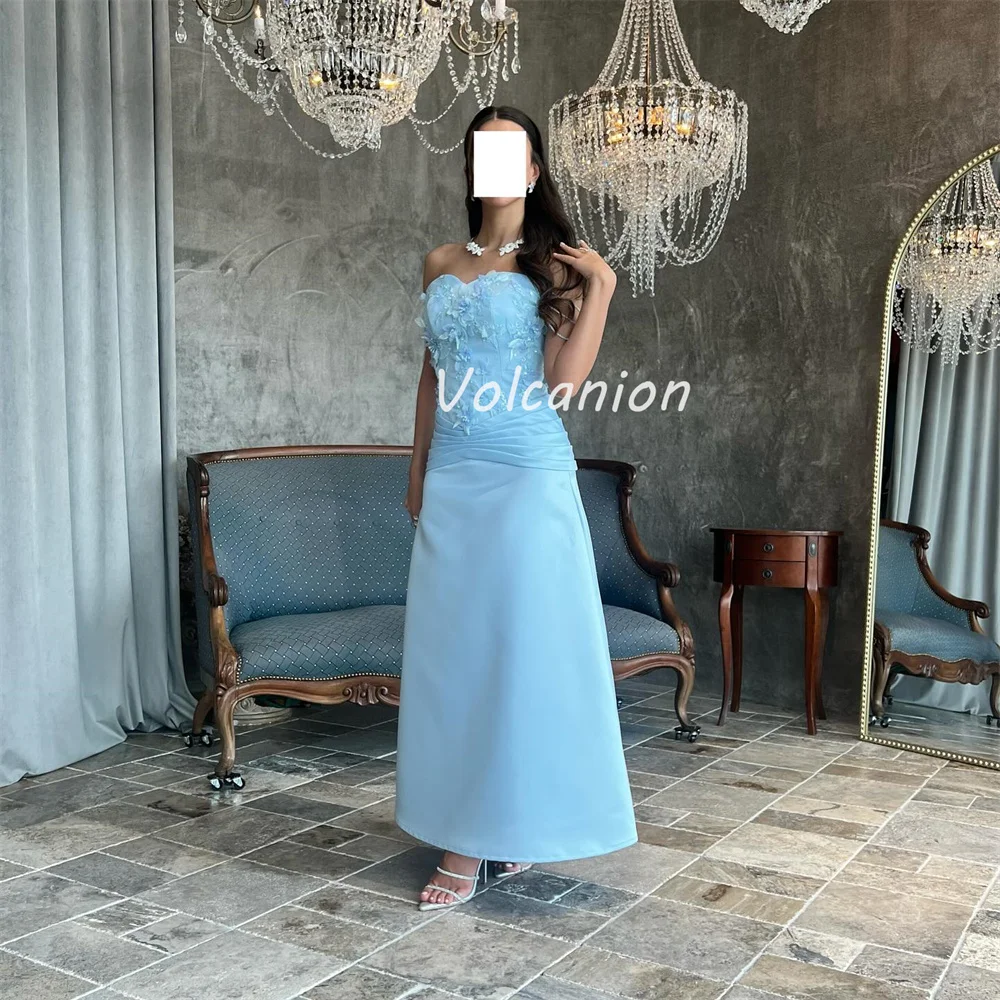 Vestidos hasta el tobillo sin tirantes rectos con cuentas de flores hechas a mano Charmeuse Retro de estilo moderno personalizado vestidos para ocasiones a medida