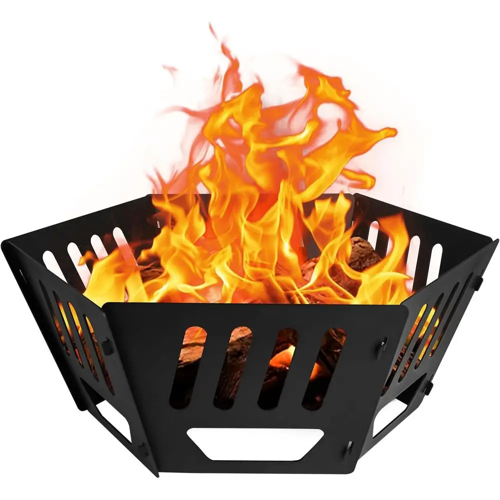 

Portable 24-inch Outdoor Wood-Burning Fire Pit with Carry Bag for Backyard, Garden, Picnic, Patio, and Beach