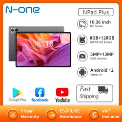 N-one NPad Plus 10.36 calowy Tablet MT8183 Android 12 8GB RAM 128GB ROM 8 rdzeni Tablet FHD IPS 5 + 13MP kamera Dual Wifi BT5.0