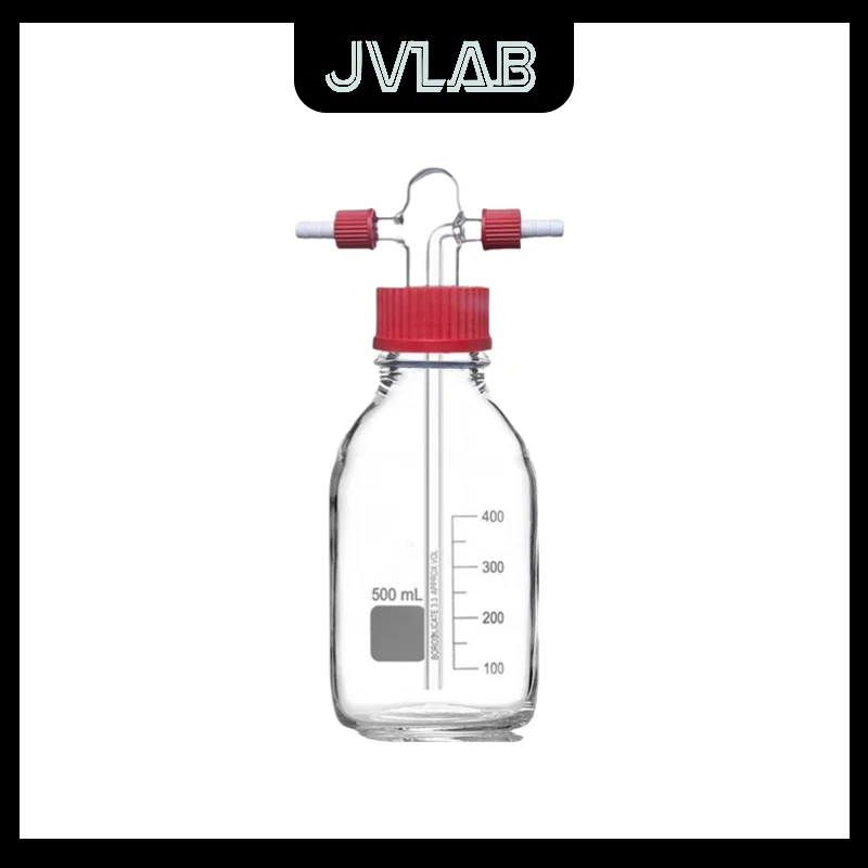 

Gas Processing Bottle Series Threaded Gas Washing Bottle High Borosilicate Pressure-Resistant Buffer PBT Safety Flask JVLAB