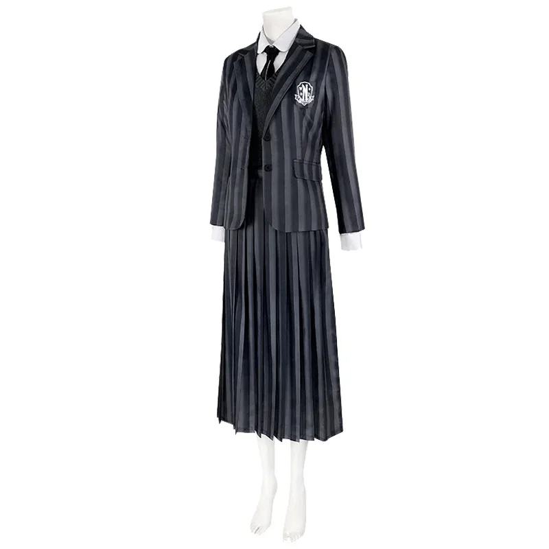 Wednesday Addams Cosplay Wednesday Cosplay Costume School Uniform Suit Coat Skirt Halloween Party Adult Children Costumes