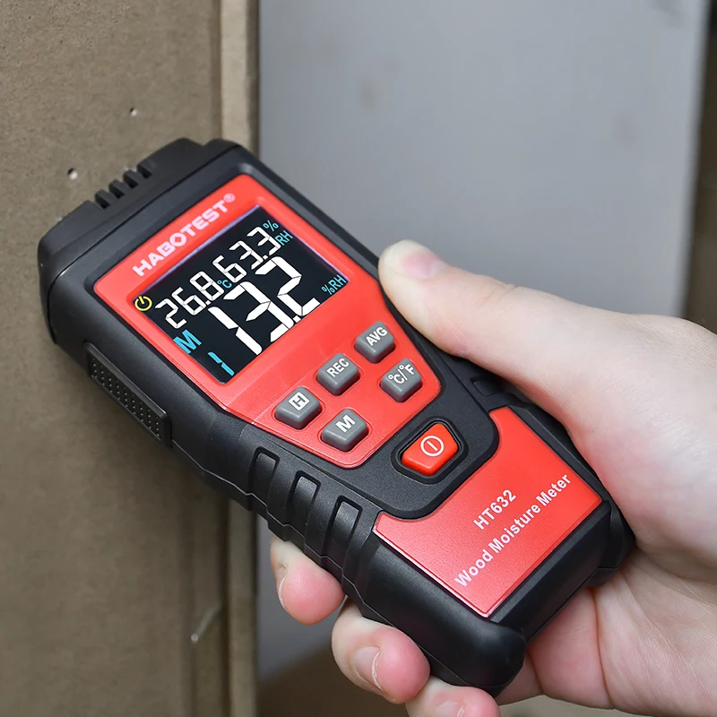 Imagem -06 - Habotest Digital Madeira Umidade Medidor Wall Water Tester Medidor de Umidade Dois Pinos Higrômetro Concreto Cimento Tijolo Detector Ht632