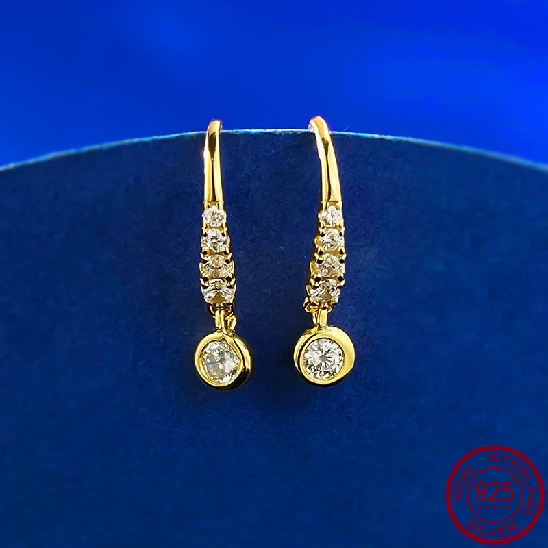 

New S925 Silver Fashion Classic Small Diamond Simple Ear Buckle Earrings Wedding Jewelry