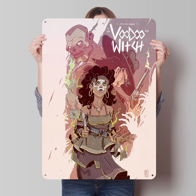 AV The Voodoo Witch 03 Blechposter, individuelle Wandkunst, Vintage-Metallschilder, Retro-Blechplakette für Schlafzimmerdekoration, Gaming, Zuhause