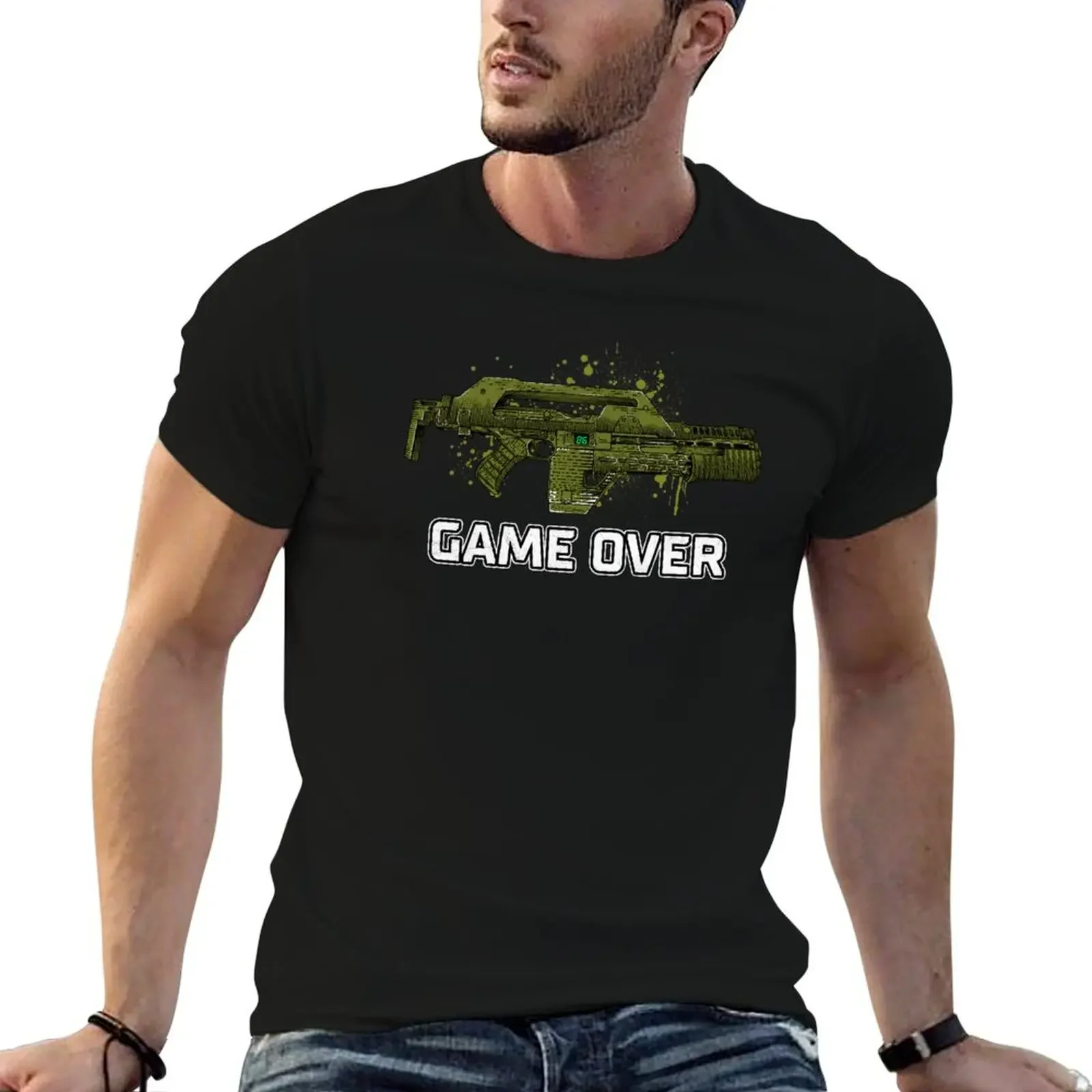 Game Over Marines T-Shirt custom shirt basketball graphic tees anime clothes mens champion t shirts