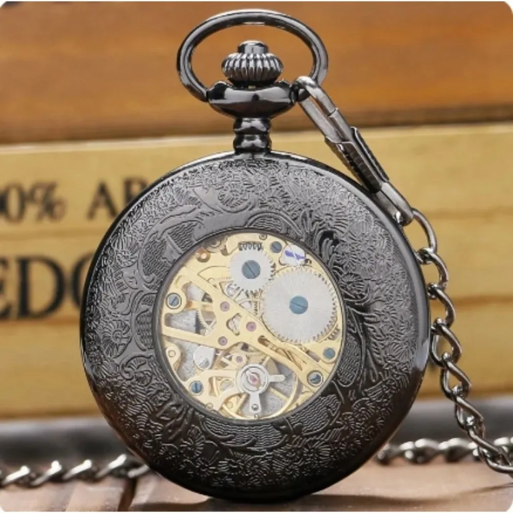 Reloj de bolsillo para hombre, accesorio mecánico, clásico, Retro, telaraña, hueco, Punk antiguo, regalo