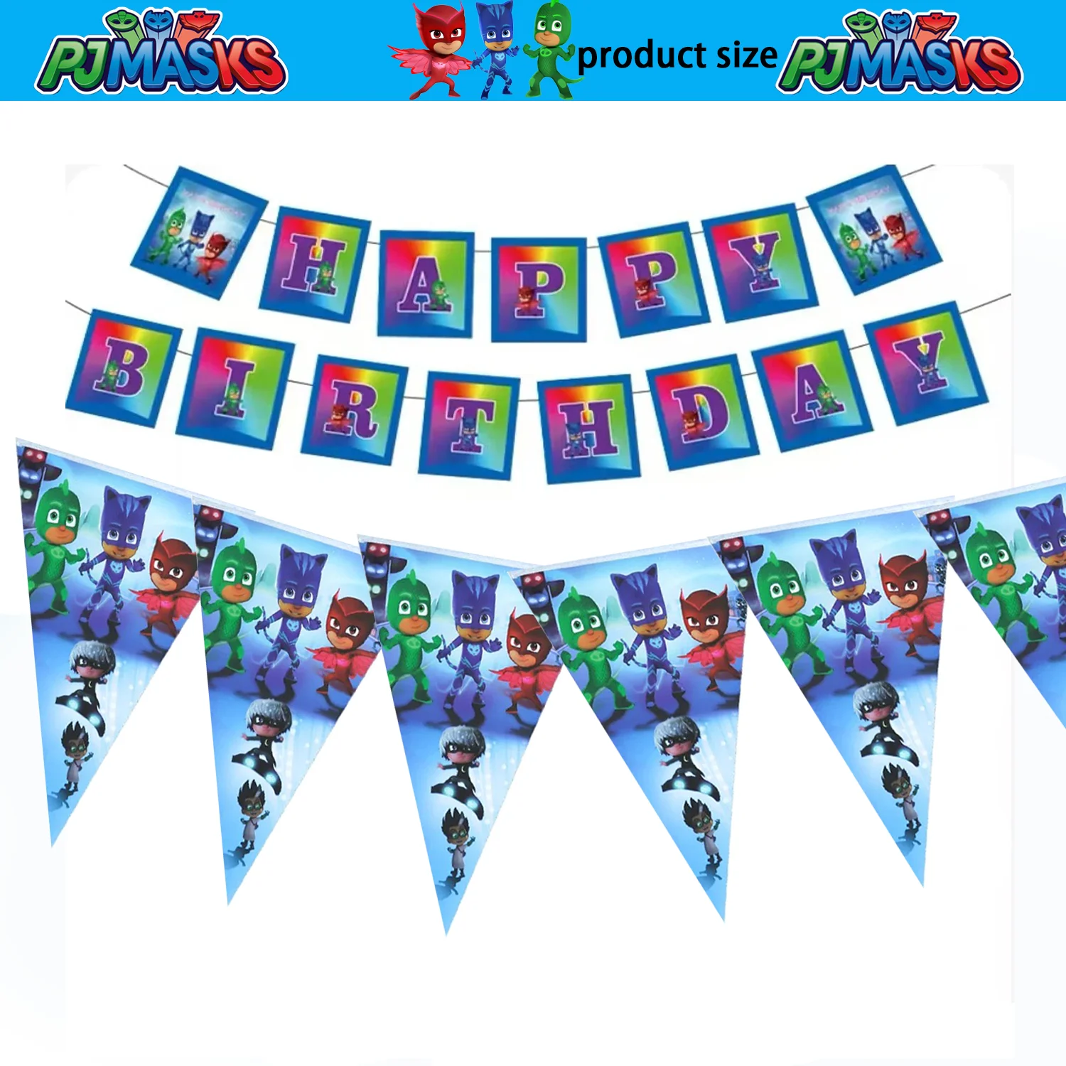 PJ Masks Birthday Party Decoration Banner PJ Mask Pennant Pulling Hanging Garland Flag Party Decor Kids Favor Party Supplies ﻿