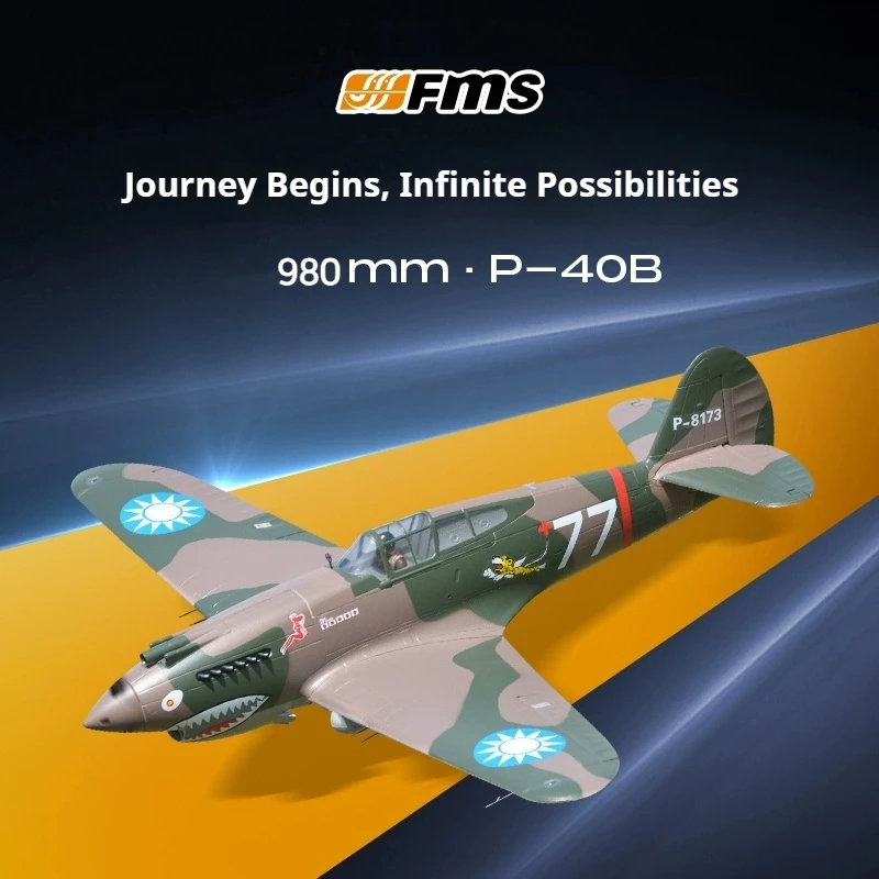 

FMS 980 мм P-40B Модель с дистанционным управлением «Летающий тигр», модель самолета с фиксированным крылом, имитационная машина, истребитель P40B, игрушка с дистанционным управлением для взрослых