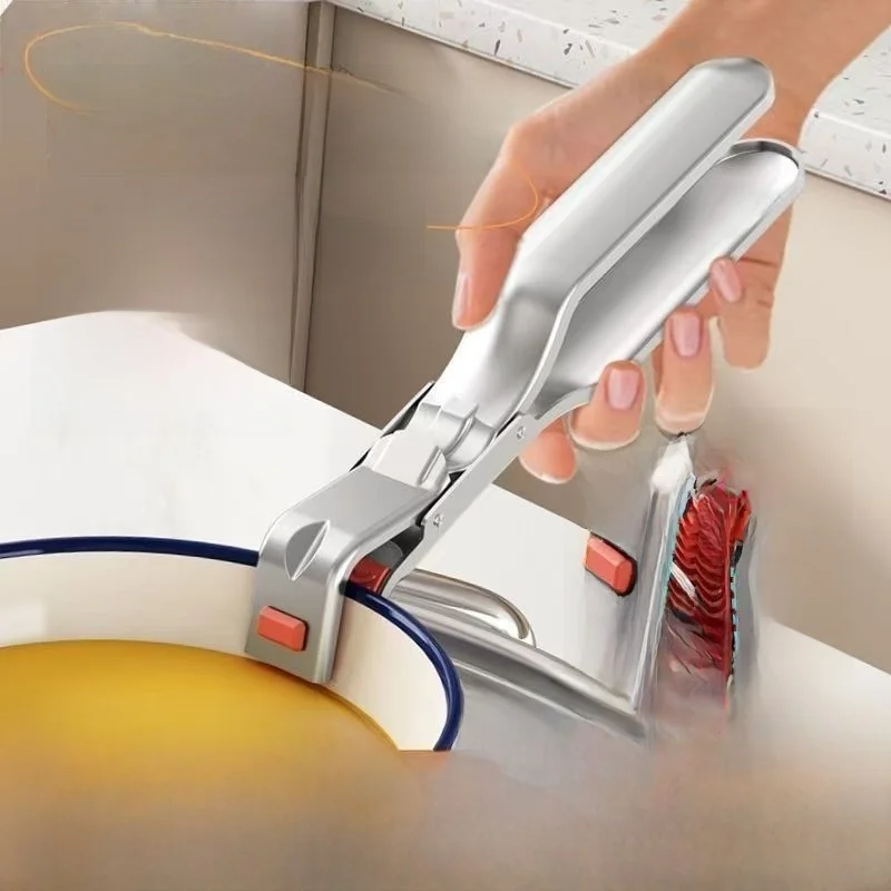 Multifunctional Silicone Anti-Scalding Bowl Clamp Stainless Steel Steamer Pan Lifter Kitchen Essential Tool Slip Resistant