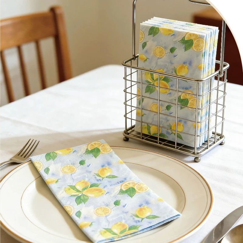 20 feuilles de serviettes imprimées 2 plis, motif citron frais, 33 x 40 cm, pour la décoration de thé en fin de journée, papier de découpage DIY