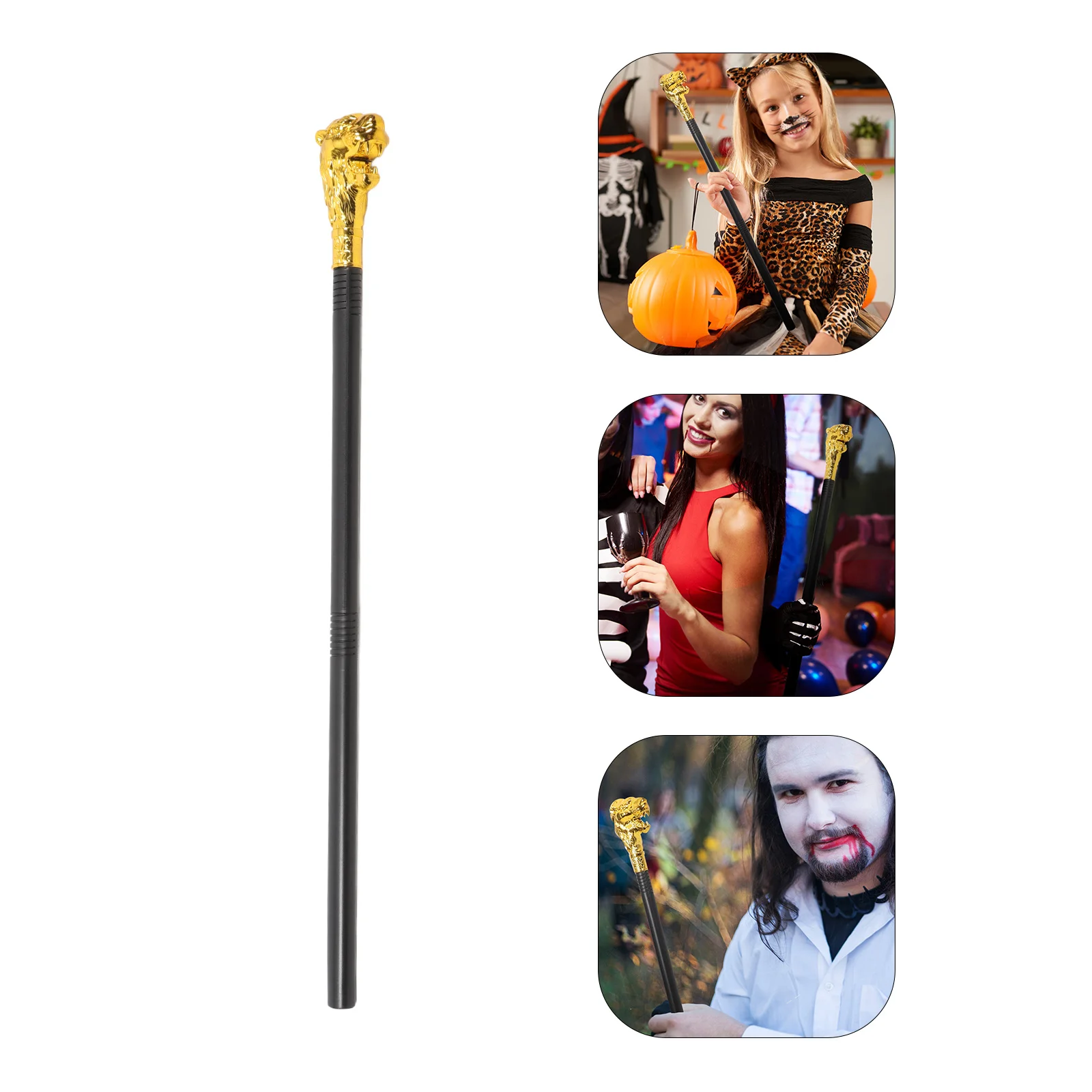 

Halloween Cosplay Lion Head Cane Prop Durable Decorative Walking Stick Party Supply Spell Casting Stick Halloween Dress Up Prop