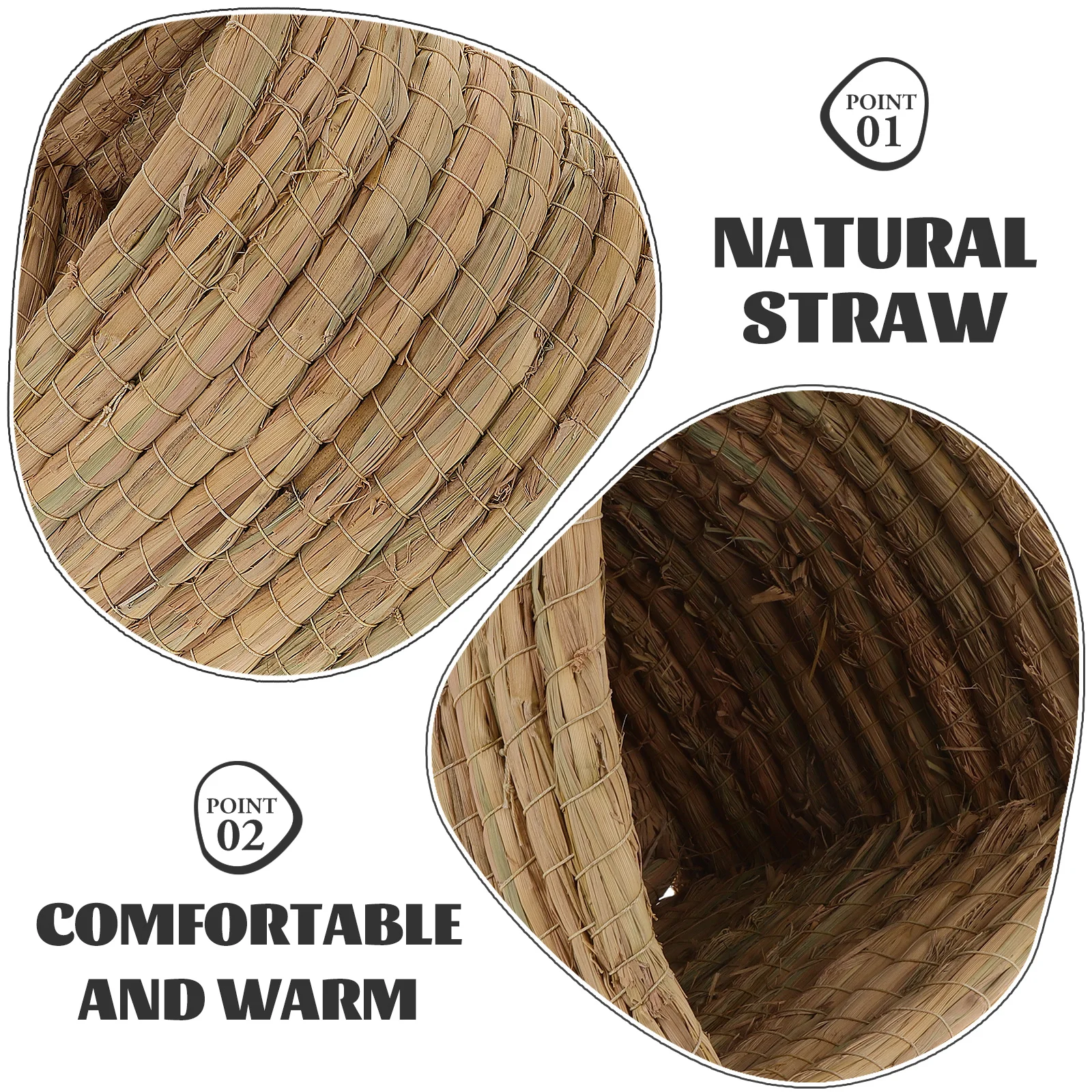 

Straw Grass House Chicken Laying Nest Small Animals Hut Hamster Cozy Straw Woven Bedding Coop Supplies