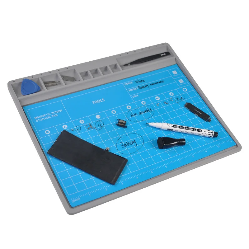 

TE-712 Universal Silicone Mat Desktop Work Pad ESD Magnetic Repair Platform 2 IN1 for SMD BGA Soldering Station Repair Tools Pad