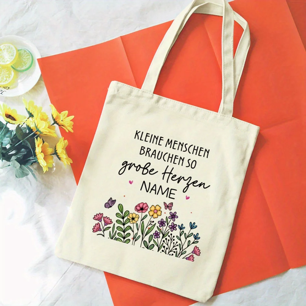 Personalized German Canvas Tote Bag Danke F R Die Tolle Zeit Design Reusable High Quality Beige Handbag for Women bags