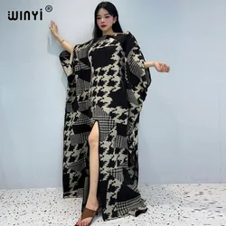 WINYI Retro print Comfort Warm fashion kaftan Holiday dress Elegant Africa Women Boho party winter clothes for women long dress
