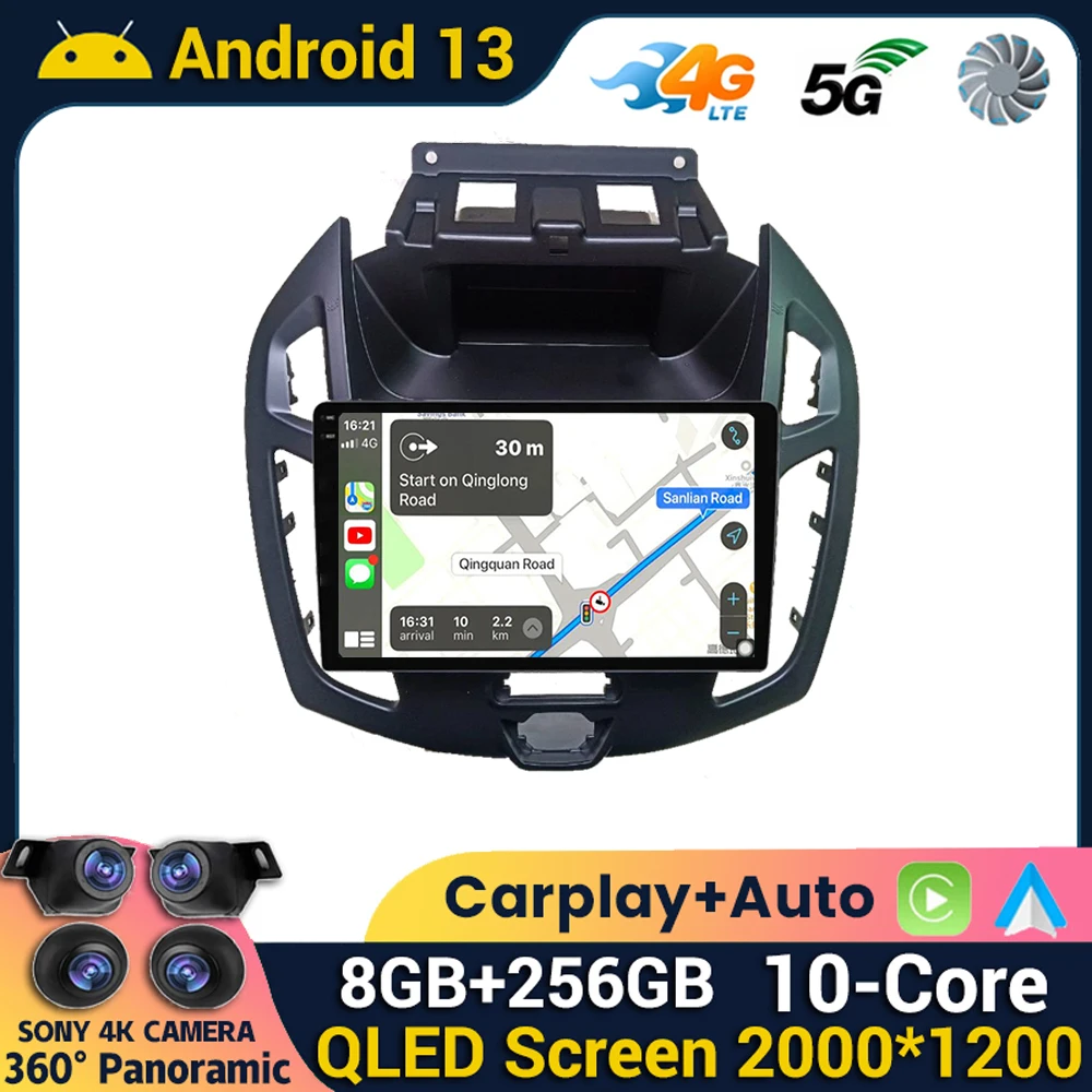 9-дюймовое радио Android 13 Audio для FORD TRANSIT Connect 2014 2015 CarPlay WITSON Multimamara Automotivo GPS WIFI BT DSP Автомобильная стереосистема