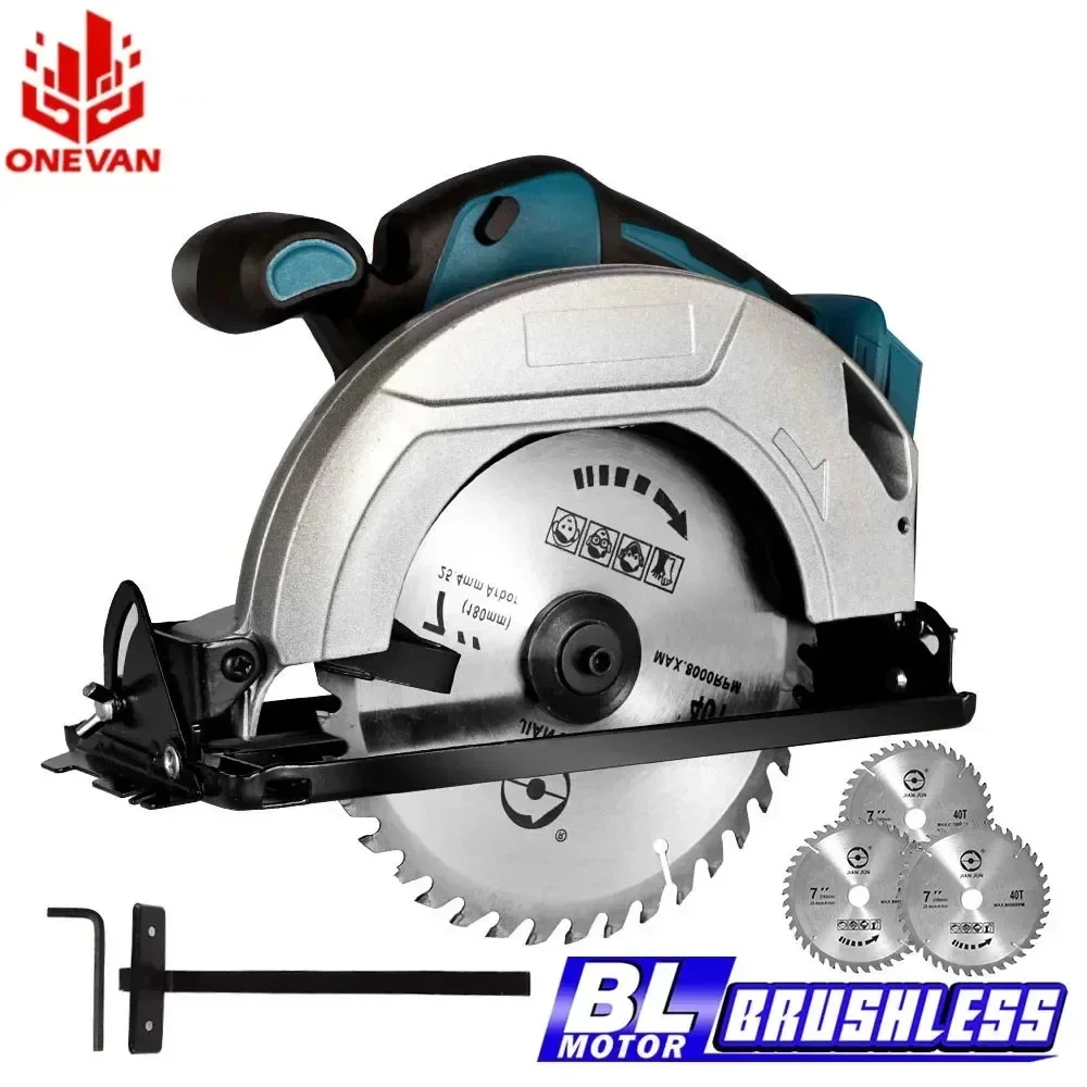 ONEVAN 7Inch Brushless Electric Circular Saw For Wood Cordless Circular Saw Woodworking Power Tools For Makita 18V Battery