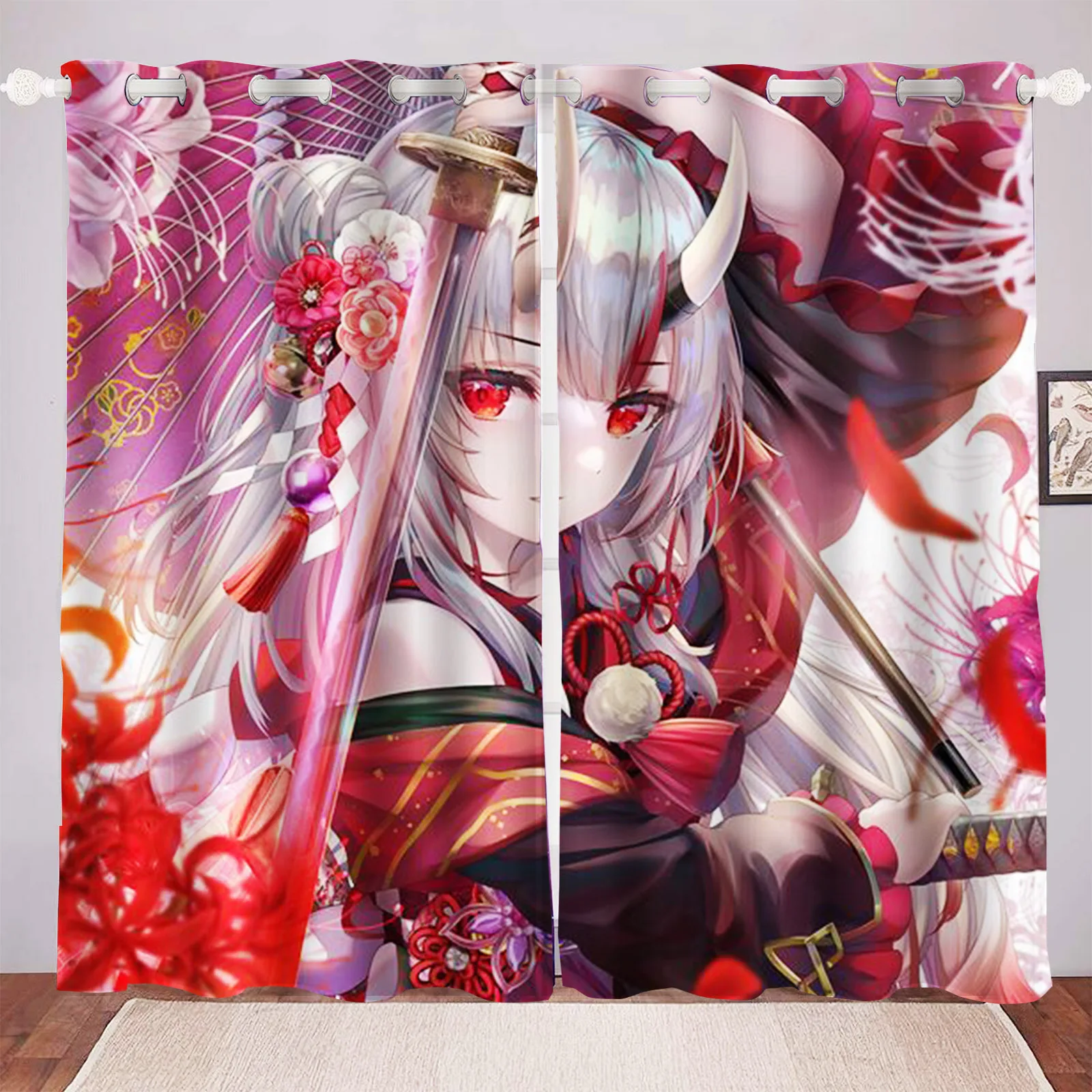 Cerejeira Japonesa Cartoon Anime Dustproof  Balcony Screen Curtains For Living Room Bedroom Blackout Curtains Polyester Home