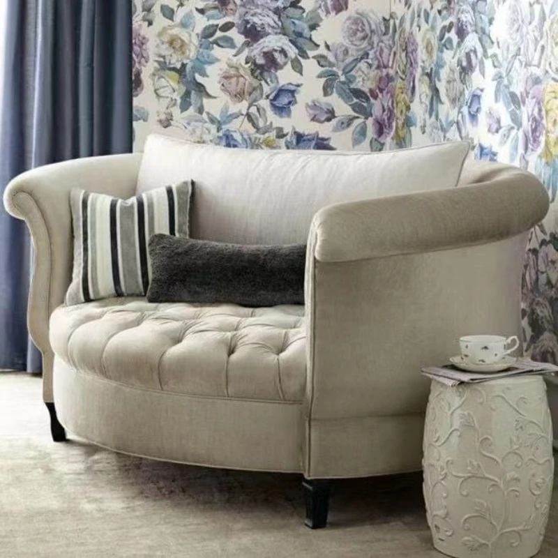 American simple small double velvet sofa European small apartment semi-circular Internet celebrity buckle living room single sof