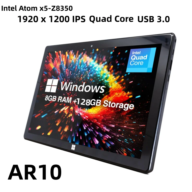 10.1 INCH T10 64 BIT AR10 WINDOWS 10 Tablet PC 8GB DDR RAM 128GB ROM Dual-Core 1280*800 IPS Screen HDMI-Compatible