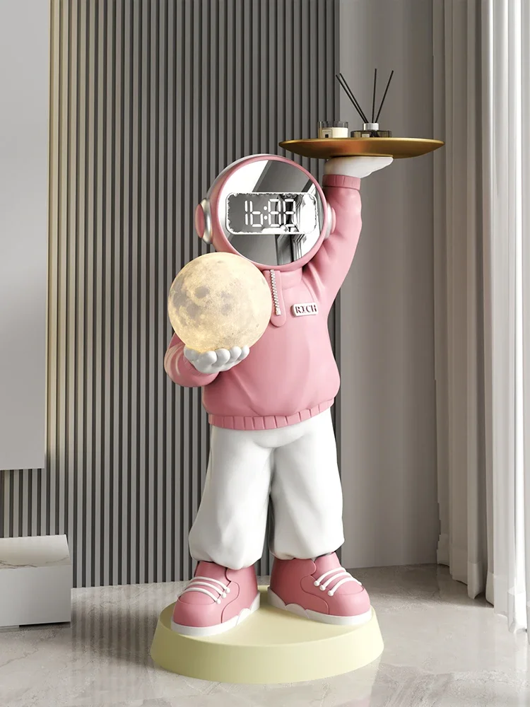 Home Decor Kreatywne statuetki astronautów Duże ozdoby podłogowe Styl skandynawski Lampa świetlna Rzeźba astronauty Prezent na parapetówkę