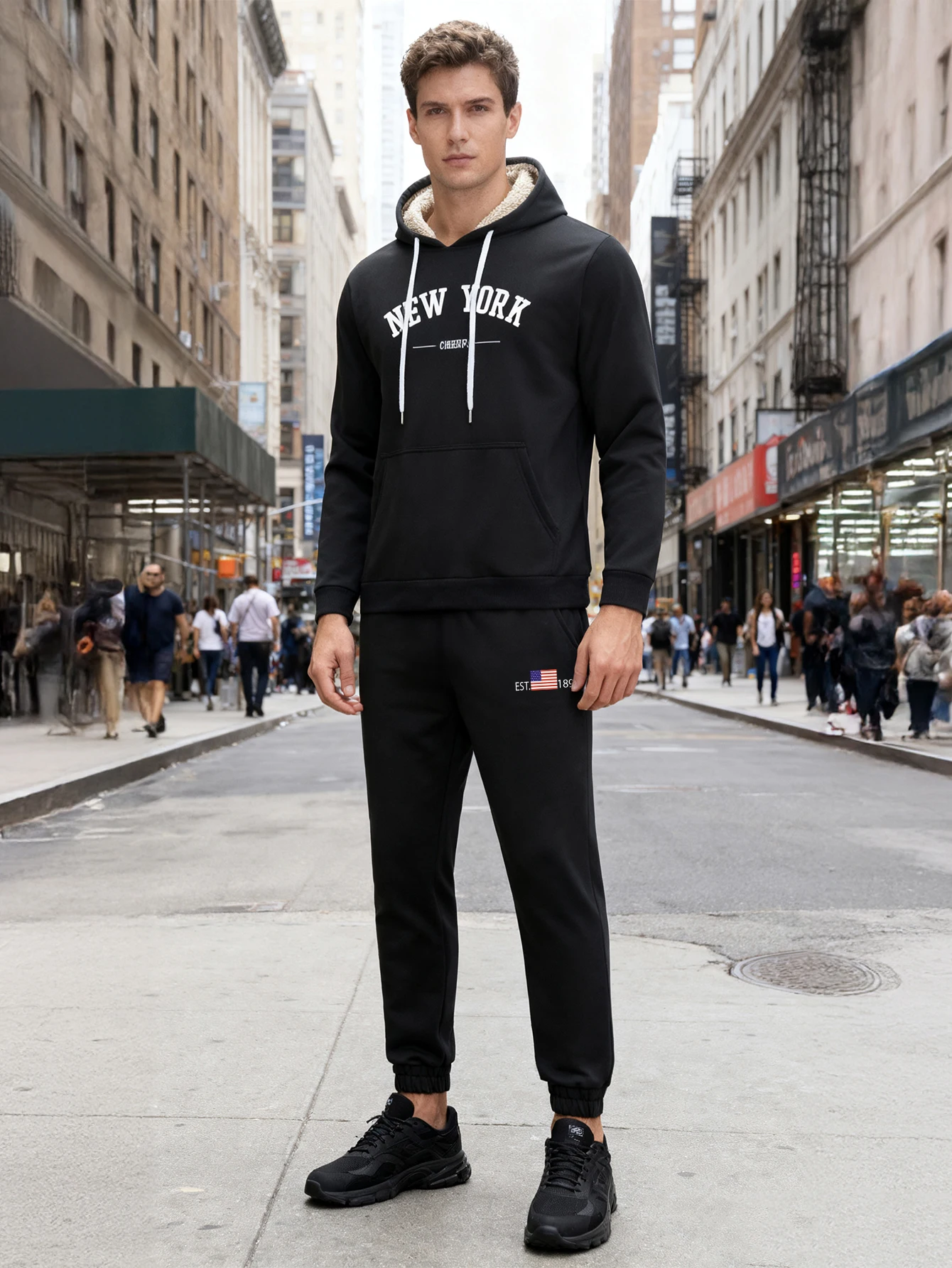 بدلة رياضية بغطاء للرأس للرجال كاجوال مكونة من قطعتين تناسب هوديس وسراويل رياضية