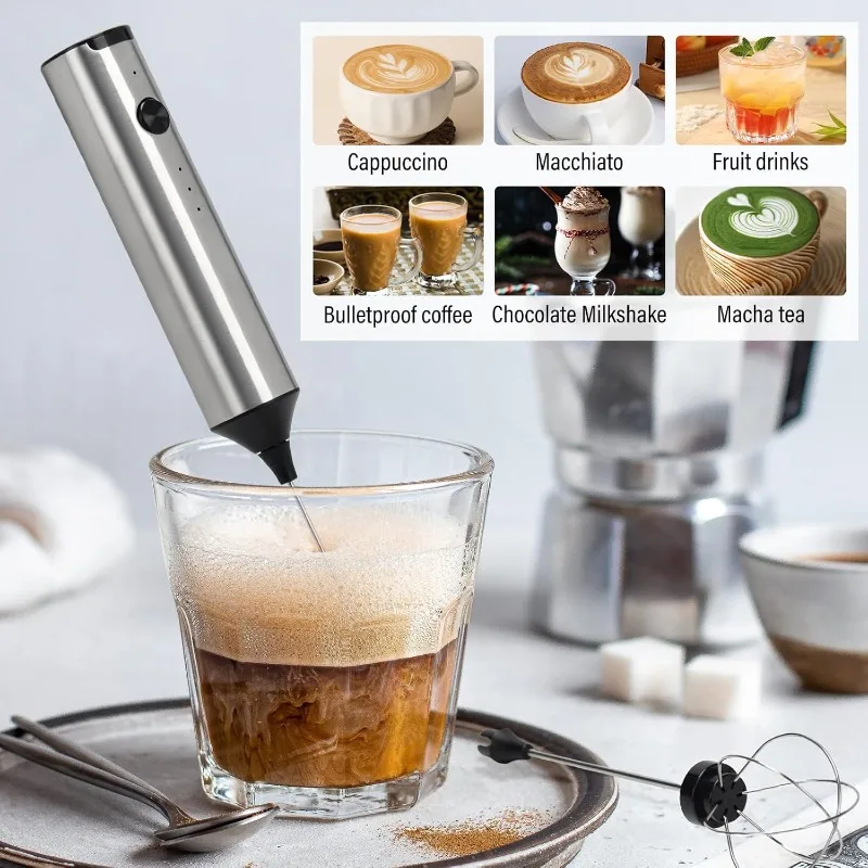 Rechargeable Electric Whisk USB Charging Mini Milk Foam Coffee Whisk Portable Whisk Blender Kitchen Cooking Blender view 3