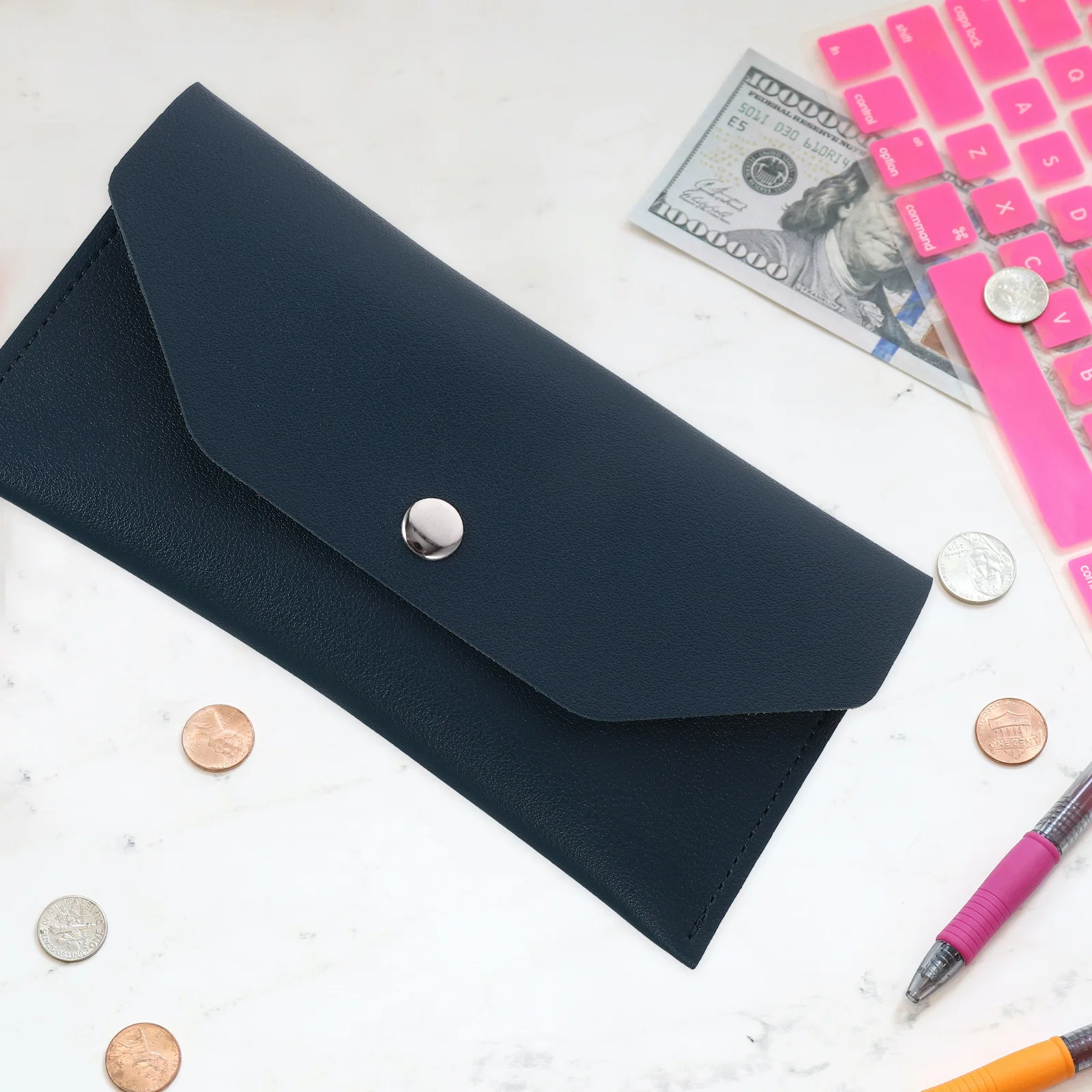 Pu Card Holder Wallet Small Business Credit Card Pouch Portable Cash Envelope Coin Purse Organizer Office Cards Bag