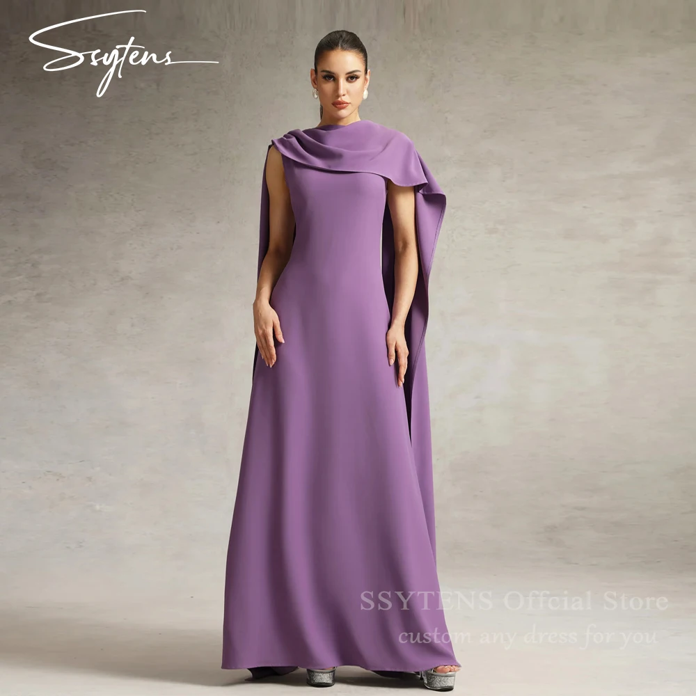 

SSYTENS Graceful Purple Saudi Prom Gowns Satin Sleeveless Formal Occasions Party Gowns Floor Length Evening Dresses Customized