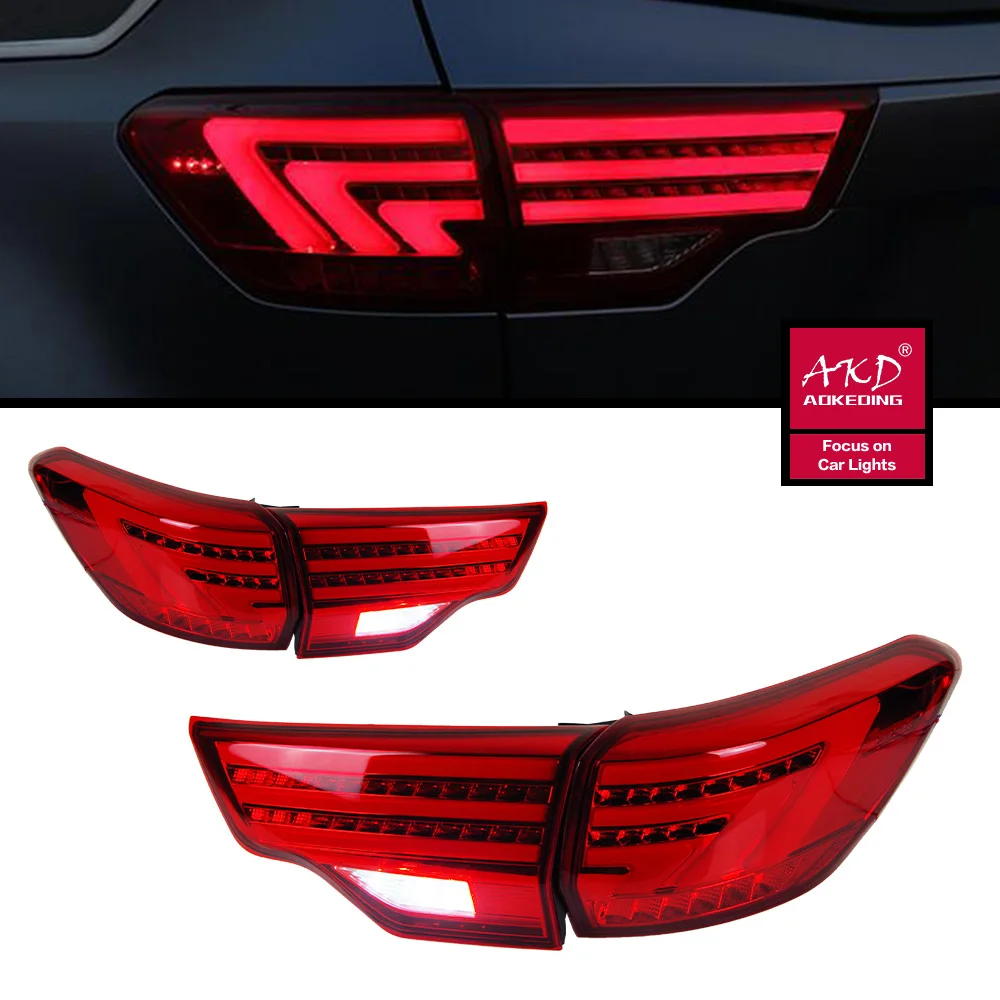 Taillights For 15-21 Kluger Highlander Tail Light LED DRL Style Running Signal Brake Reversing Parking Lighthouse Facelift