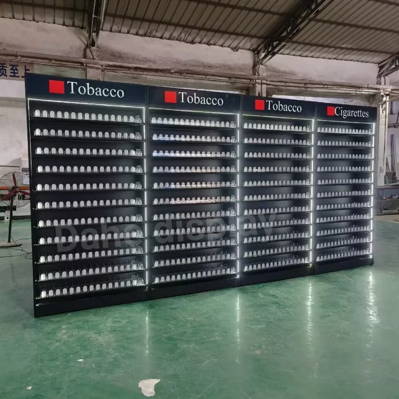 custom.Wooden Racks for Convenience Store Smoke Shop Showcase with Light Cabinet Display