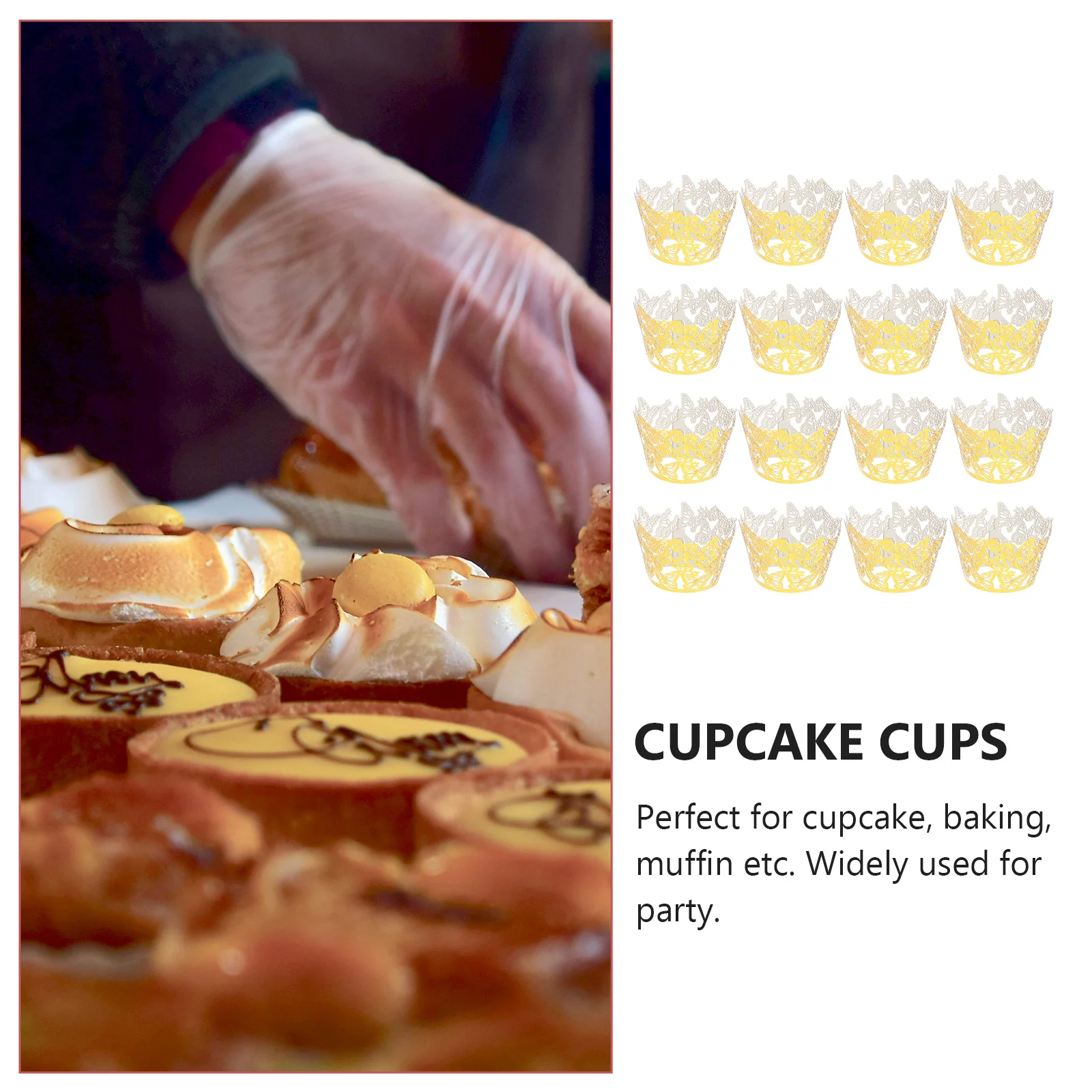 

50 Pcs Paper Cups Hollow Border Cupcake Liners Butterfly Wrappers White Cupcake Holder Cups St Baking Party Decorations