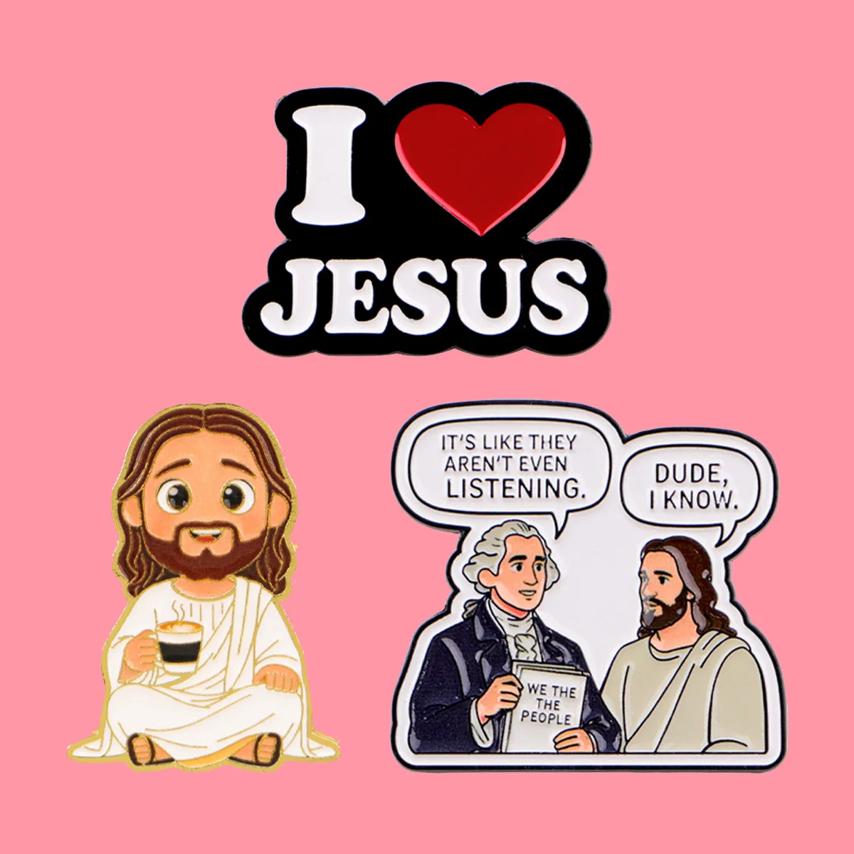 Emaille-Anstecknadeln mit Jesus-Zitaten, lustige Cartoon-Brosche, Anstecknadel für Rucksack, Kleidung, Accessoires, Modeschmuck, Geschenke