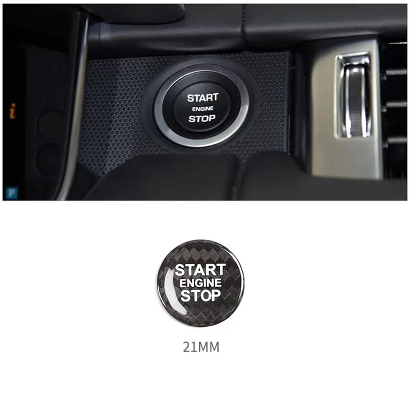 Carbon Fiber Start Stop Push Button Engine Ignition Switch Protective Sticker For Land Rover Range Rover Evoque SV SVR Velar