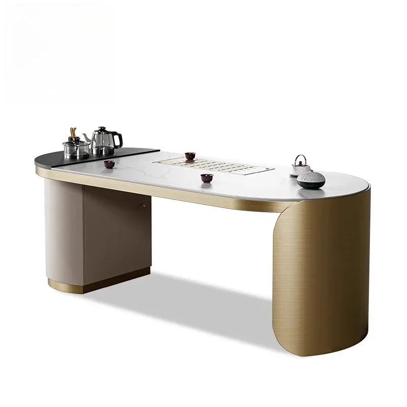 56Modern Minimalist Light Luxury Kung Fu Tea Table Balcony Office Rock Plate Tea Brewing Table