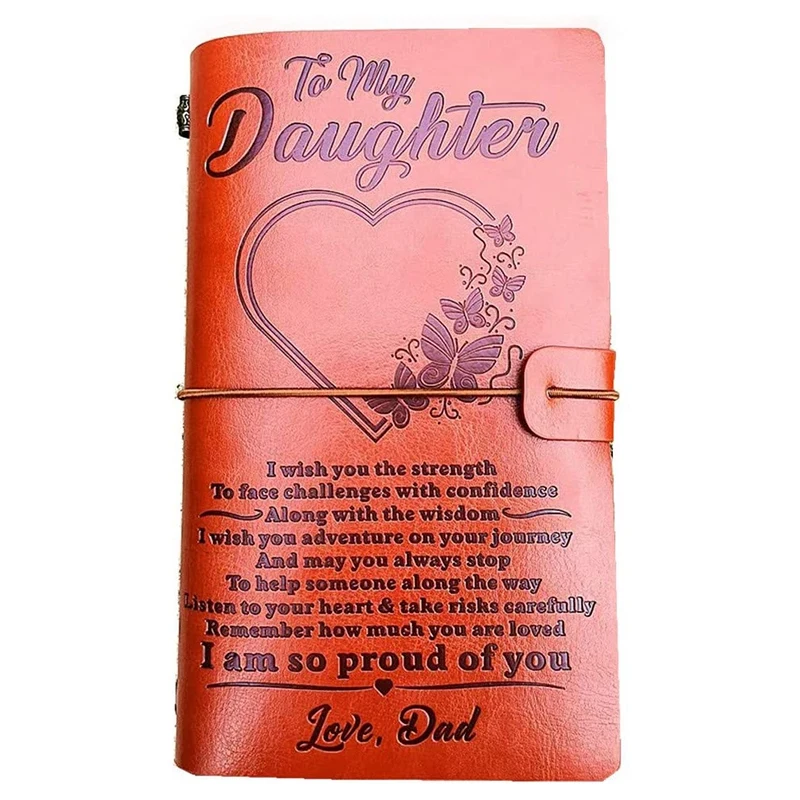 

to My Daughter Leather Journal From Dad 7.88X4.7Inch Embossed Vintage Refillable Writing Journal for Christmas,Birthdays