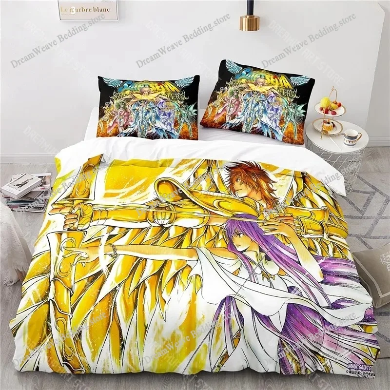 

3D Saint Seiya Pattern Duvet Cover Set with Pillowcase New Bedding Set Single Double Twin Full Queen King Size for Bedroom Decor