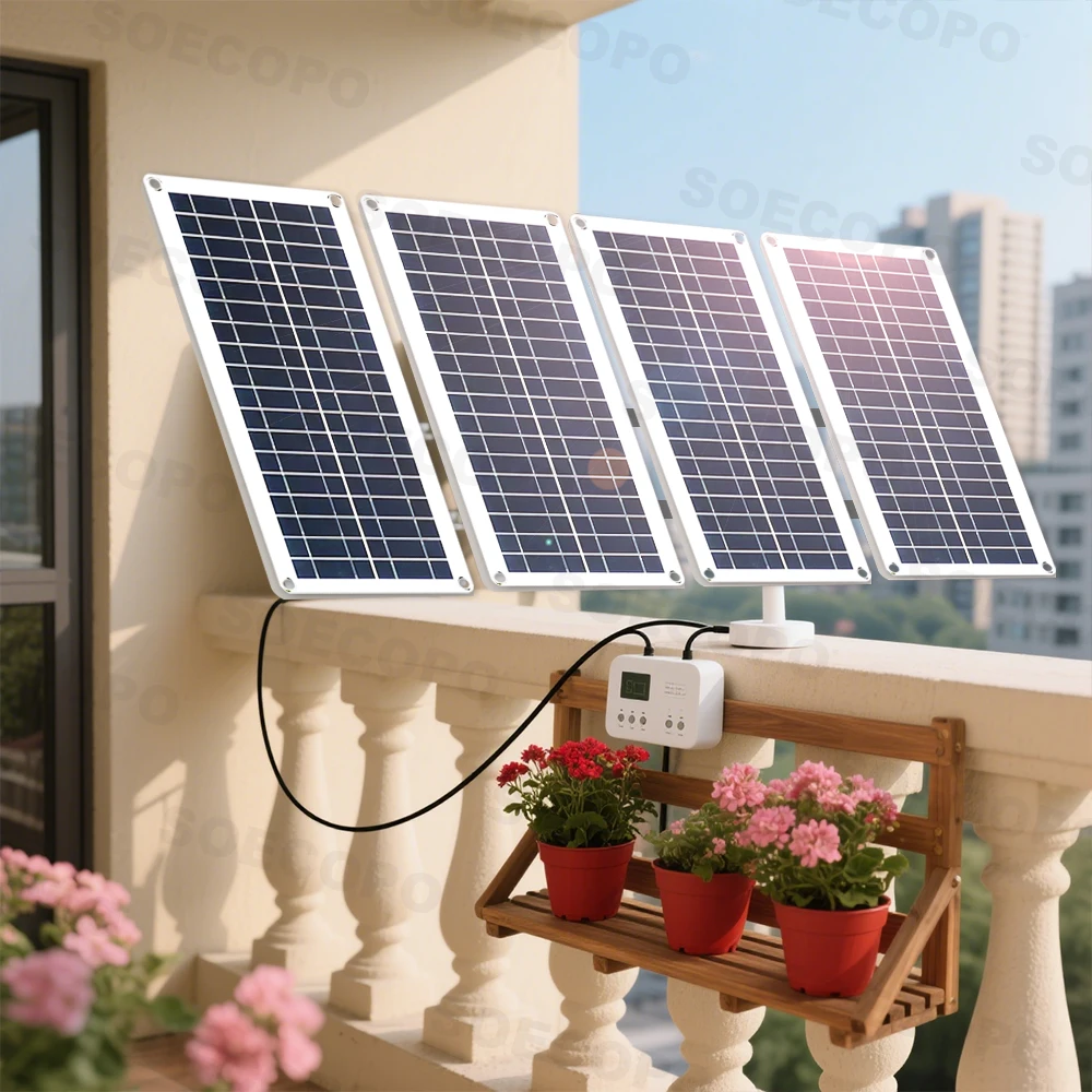 SOECOPO 800W Solar Panel Kit 4pcs Photovoltaic Cells System Free 100A Controller Portable 12V Battery Charger for Car RV Boat view 2