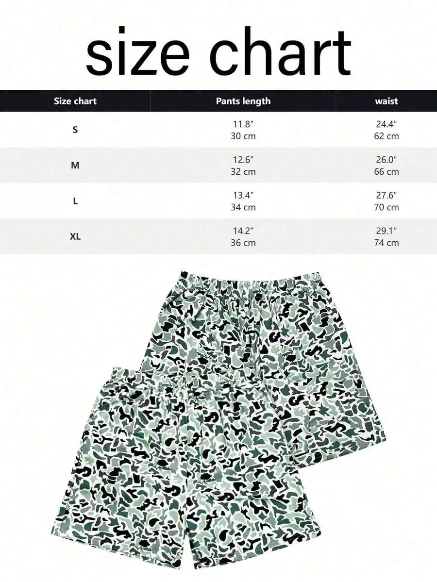 

Camouflage Print Loose Elastic Waist Shorts For Men Casual Summer Shorts With Pockets