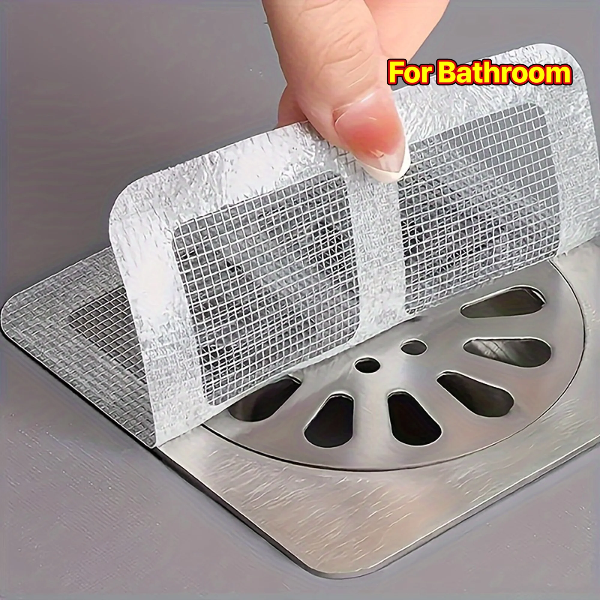 50PCS Disposable Shower Drain Hair Catcher Sticker Mesh Filter Waterproof Self-Adhesive Floor Drain Cover for Bathroom Kitchen