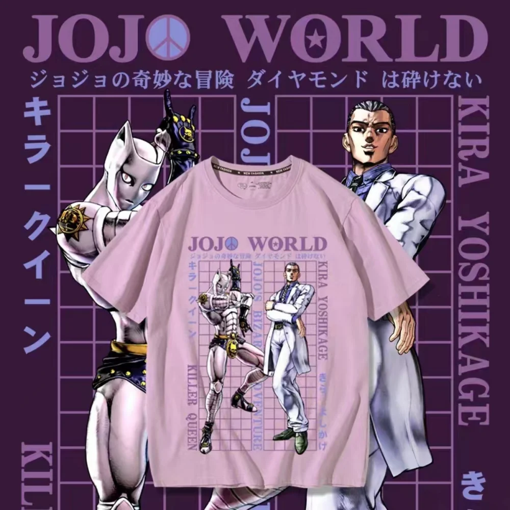 Kira Yoshikage Anime T-shirts JoJo's Bizarre Adventure Manga Graphic Men Oversized Short Sleeve Tee Women Top Summer Clothing