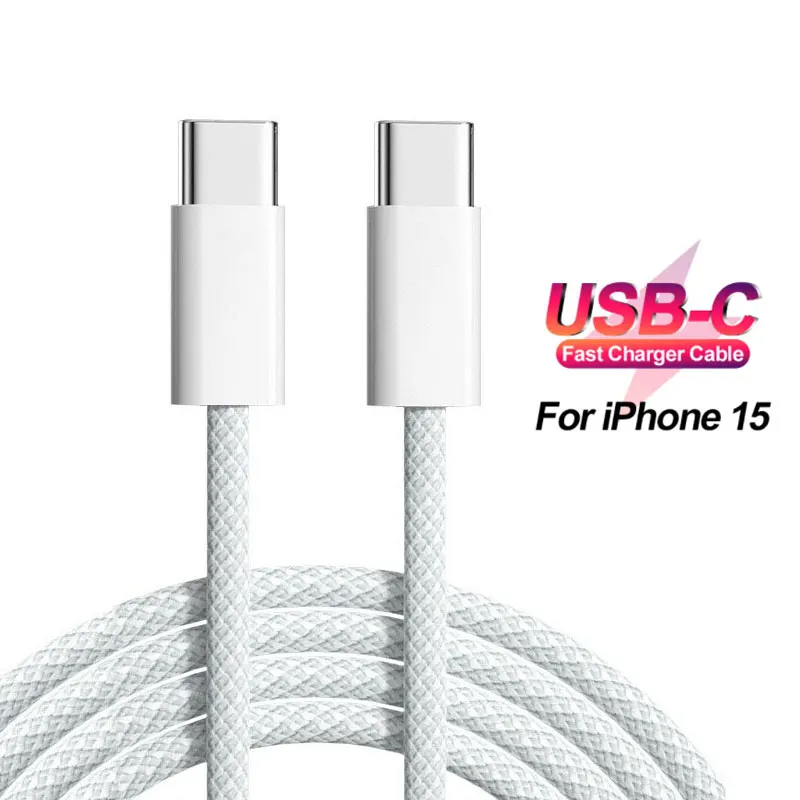 정품 PD 60W USB C 고속 충전기 케이블, 애플 아이폰 15 프로 맥스 15 프로 15 펄스 USB-C 위빙 충전 데이터 라인 액세서리