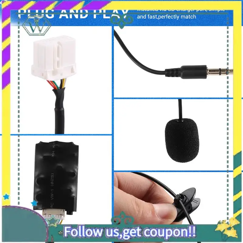 

Upgraded Car Radio Audio Adapter Bluetooth Aux Cable Microphone Handsfree For Honda Accord Civic CRV Fit Siming Odyssey