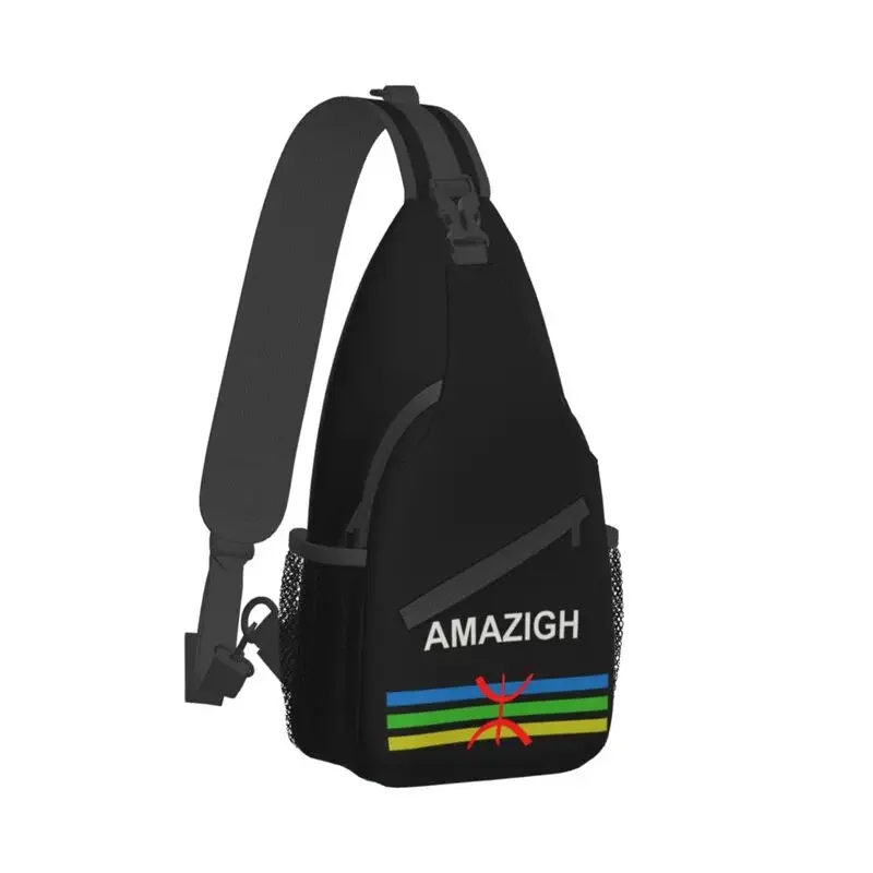 Amazigh Flag And Emblem Sling Chest Crossbody Bag Men Casual Berber Amazigh Imazighen Shoulder Backpack for Traveling