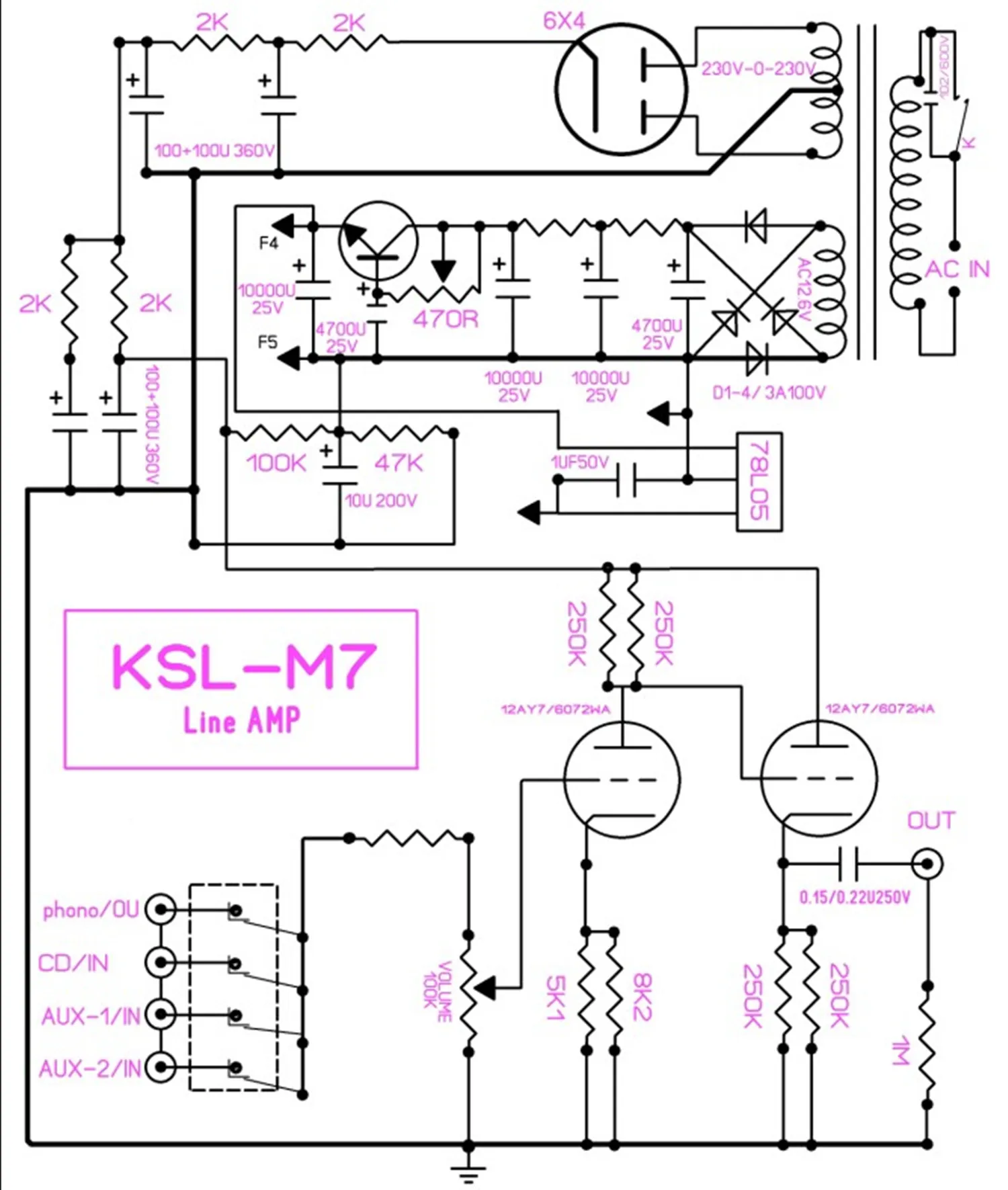 HiFi DIY 12AY7 Vacuum Tube Audio Sound Preamplifier Board Kit Based on Kondo KSL-M7 Circuit