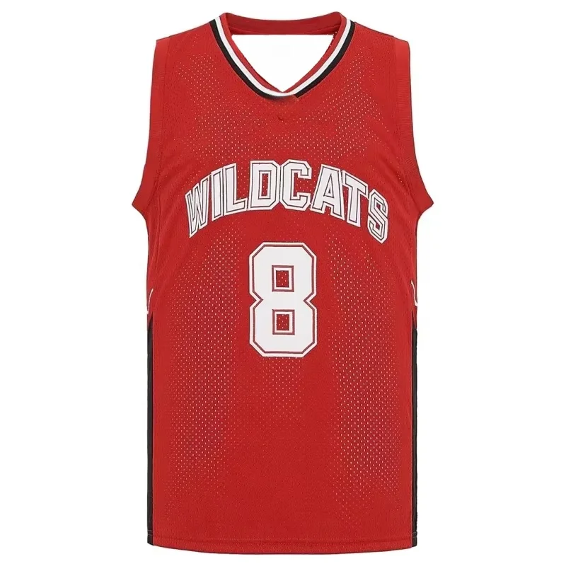 2026 Sommerfilm High School # 14 Troy Bolton Basketball-Trikot, Sportshirt, Cosplay, Herren-Partykostüme, Herren-Uniform, Tank-Top – Detail 7