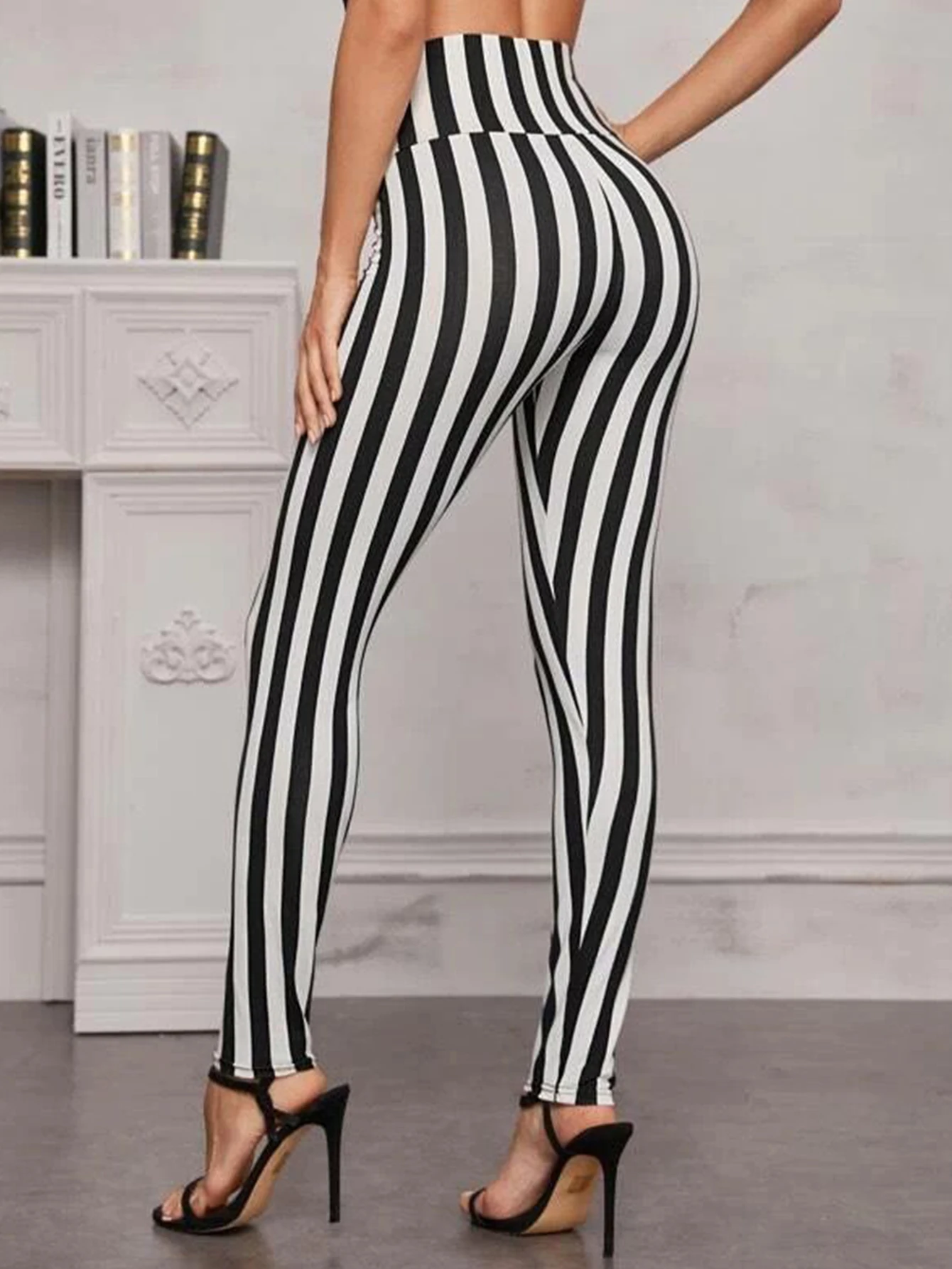 Spring New Korean Version Of Camouflage Striped Printed Leggings Women's High Stretch Slim Feet Nine-point Pants Women's Pants