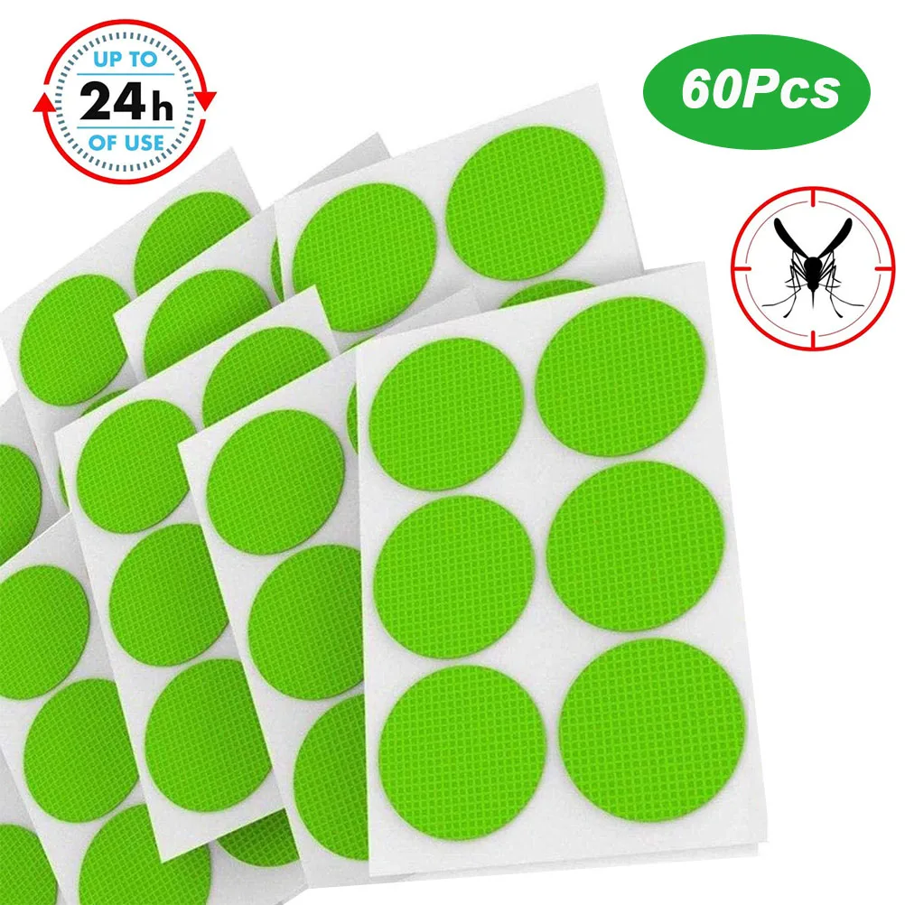 60 uds versión mejorada de pegatinas antimosquitos materiales naturales/seguro adecuados para bebés/niños uso en viajes al aire libre