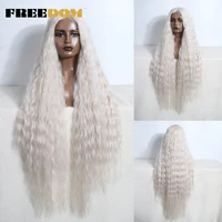 Pelucas delanteras de encaje sintético FREEDOM para mujeres negras, pelucas de encaje rizado largo de 42 pulgadas, peluca de Cosplay marrón Rubio jengibre blanco rosa